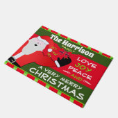 おすてき前の家族の名前のサンタ |クリスマス ドアマット (アングル)