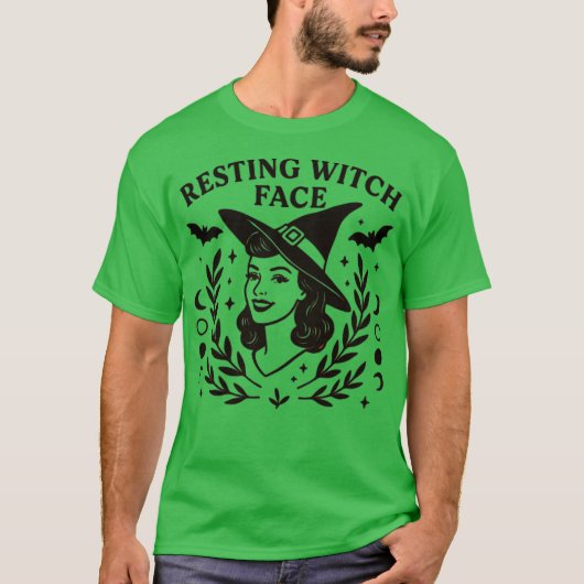 おすわり魔女の顔 Tシャツ (正面)