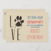 おすわり ステイ&プレイ ドギーバースデー ポウプリント付き 招待状 (正面/裏面)