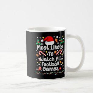 おそらくすべてのフットボールゲームを観戦する家族のクリスマス コーヒーマグカップ