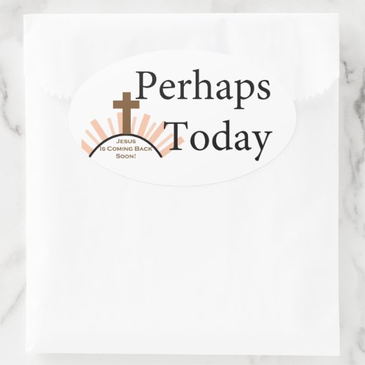 おそらく今日 – 白 楕円形シール (バッグ)