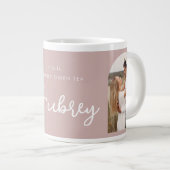 おそらく緑茶2枚の写真と名前ピンク ジャンボコーヒーマグカップ (正面右)