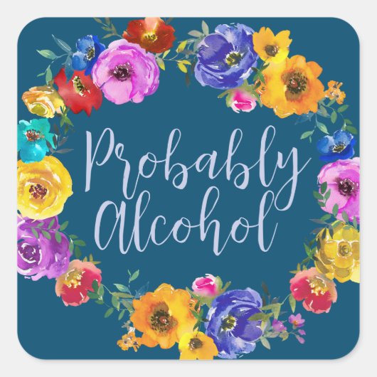 おそらく酒おもしろいと皮肉なユーモア スクエアシール (正面)