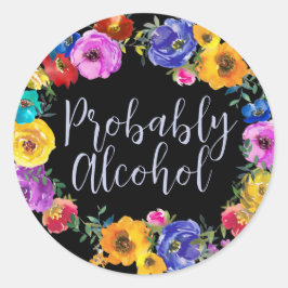 おそらく酒おもしろいと皮肉なユーモア ラウンドシール