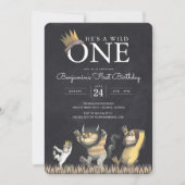 『おそらの怪物』チョークボード 1歳誕生日 招待状 (正面)