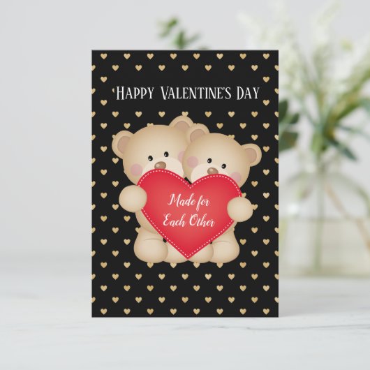 おそろいのテディベア バレンタインカード カード (スタンド正面)