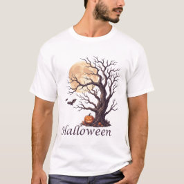 おぞましいハロウィンのゴツゴツした木のジャックオーランタン Tシャツ