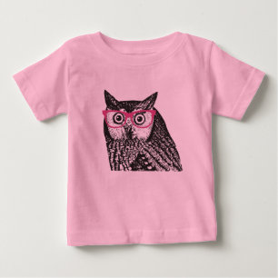 おたくの鳥のヴィンテージの写実的なフクロウのベビーのクリーパー ベビーTシャツ