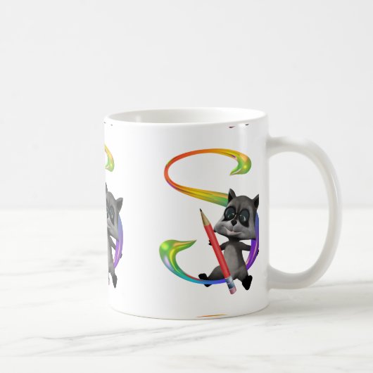 おたくのRacconのかわいいモノグラムS コーヒーマグカップ (右)