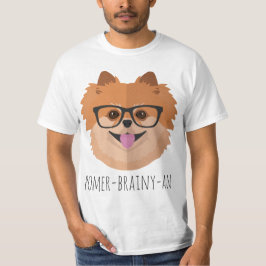 おたくガラスのポメラニア犬犬| POMER-BRAINY-AN Tシャツ