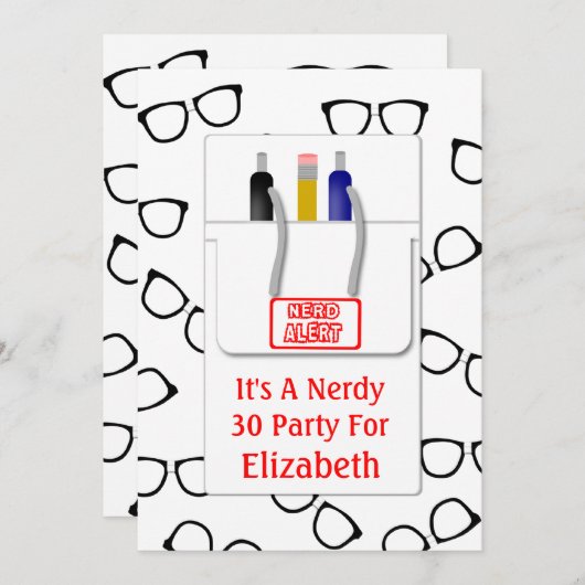 おたくガラスの小型の保護装置のおたくのテーマのパーティー 招待状 (正面/裏面)