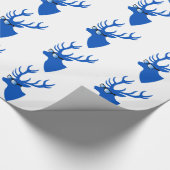 おたくガラスを持つ青いクリスマスのシカ ラッピングペーパー (角)