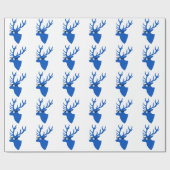 おたくガラスを持つ青いクリスマスのシカ ラッピングペーパー (フラット)