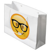 おたく付きメガネ – 絵文字 ラージペーパーバッグ (正面アングル)