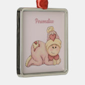 おだやかなベビーガールが到着した！(ベビーガール) メタルオーナメント (右)