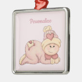 おだやかなベビーガールが到着した！(ベビーガール) メタルオーナメント (左)
