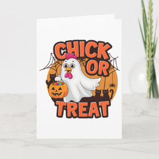 おちゃめなニワトリのハロウィンコスチューム Chick Or Treat カード