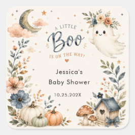 おちゃめなベイビー・ブーのお誕生をお祝いしよう Baby Shower スクエアシール