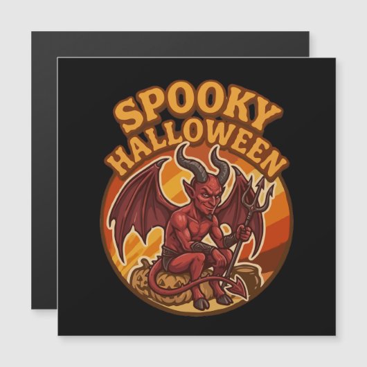 おちゃめな小さな悪魔のハロウィーン・レトロデザイン (正面/裏面)