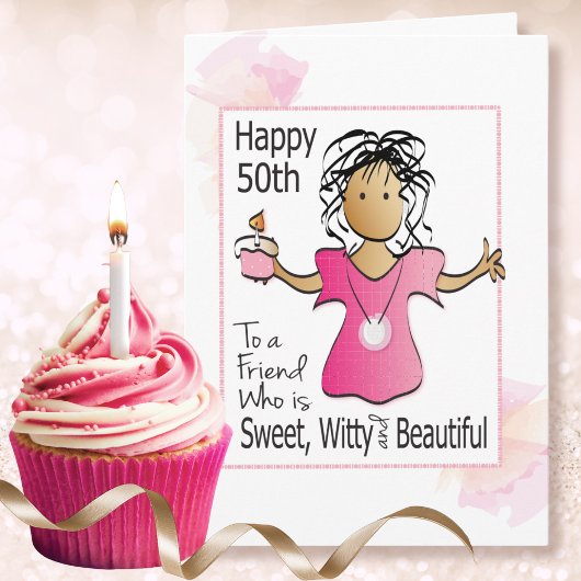 おちゃめな50歳の誕生日 女性 キャラクター 漫画 フリーグラフィック カード