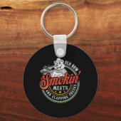 おっきな列の肉と拍手する頬のおもしろいBb キーホルダー (正面)