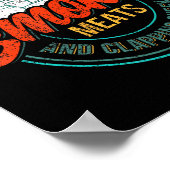 おっきな列の肉と拍手する頬のおもしろいBb ポスター (角)