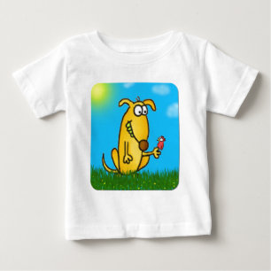 おっちょこちょいのな犬の乳児のワイシャツ ベビーTシャツ