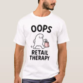 おっと買い物依存症面白可愛いキャラクター Tシャツ (正面)