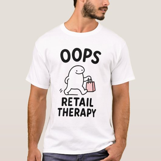 おっと買い物依存症面白可愛いキャラクター Tシャツ (正面)