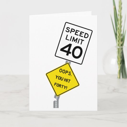 おっと40歳の誕生日おもしろいカードを打った サンキューカード (正面)