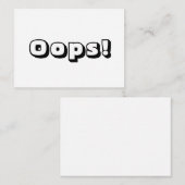 おっと、おっと！申し訳ない、白黒モダンカーはっきりしたド アドバイスカード (正面/裏面)
