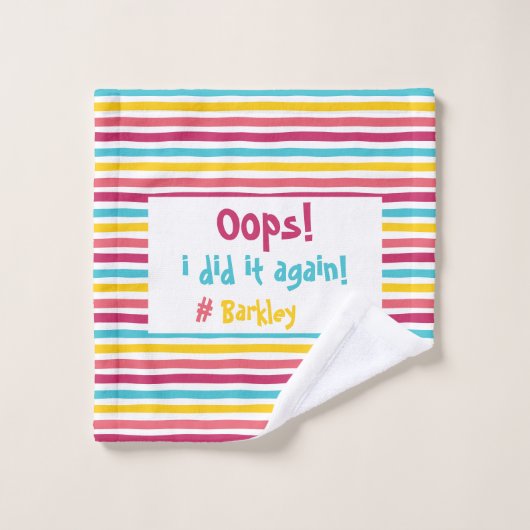 「おっと、またやったぞ」ミスティ・モーメンおもしろいトカラフル ウォッシュタオル (ウォッシュタオル)