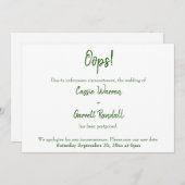 おっと！グリーンとホワイトが延期結婚した発表 招待状 (正面/裏面)