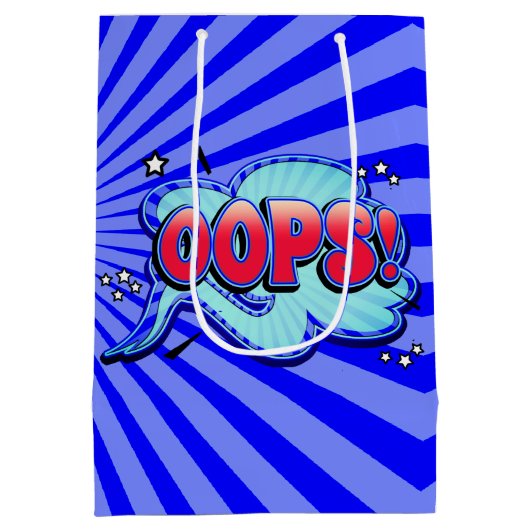 おっと！ヒーローすごい漫画ブックアクションバブル ミディアムペーパーバッグ (裏面)