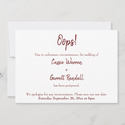 おっと！ブルゴーニュ結婚ーの発表 招待状 (正面)