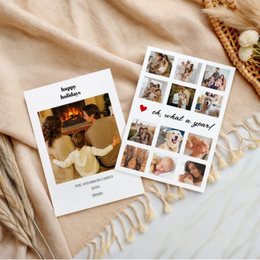 おっと、今年の家族写真コラージュ ハート シーズンカード