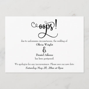 「おっと！」 延期ユーモアのあるされ結婚た発表 招待状