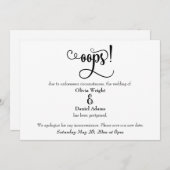 「おっと！」 延期ユーモアのあるさ結婚れた発表 招待状 (正面/裏面)