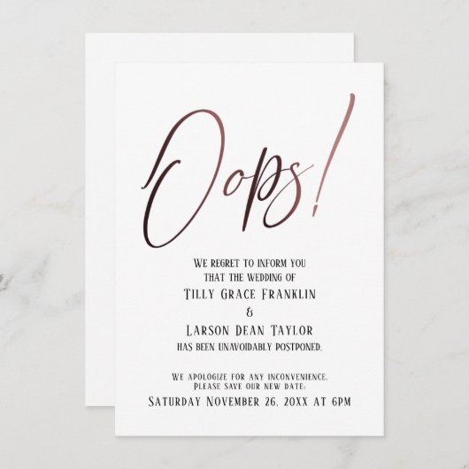 おっと!遅おもしろい延結婚発表 招待状 (正面/裏面)