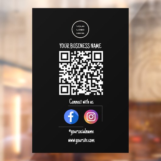 おつながりください 黒のビジネス ロゴ ウィンドウサイン (シート2)