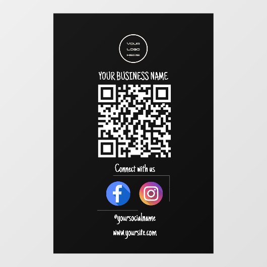 おつながりください 黒のビジネス ロゴ ウィンドウサイン (シート)