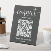 おつながりください QRコード グレー シック モダン ミニマル 台座サイン (インサイチュ)