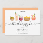 おつまみ カクテル 水彩画 バーチャル ハッピーアワー 招待状 (正面/裏面)