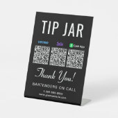 おつり入れ Venmo Zelle Cashapp QRコード 黒 台座サイン (正面)