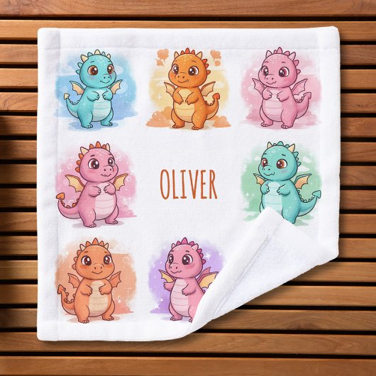 おててがキュートなドラゴンのかわいい名前入りグッズ ウォッシュタオル