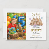 おてんばラッキーの5歳の誕生日パーティー - 楽しい子供たちへ 招待状 (正面)