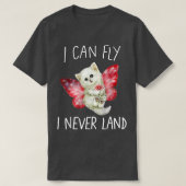 おとぎおもしろいり可愛い猫ティー猫キッテンバタ飛んでいるフ Tシャツ (デザイン正面)