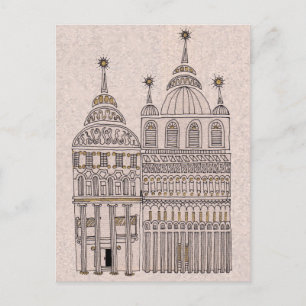 おとぎお洒落らいイラストレーション建物 ポストカード