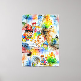 おとぎお洒落らい物語イラストレーション キャンバスプリント