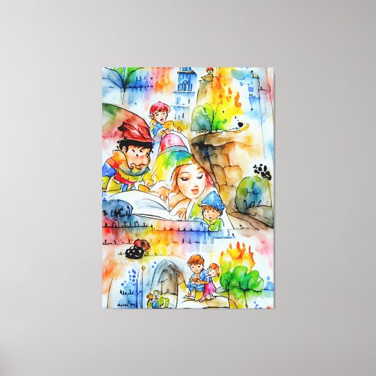 おとぎお洒落らい物語イラストレーション キャンバスプリント (正面)